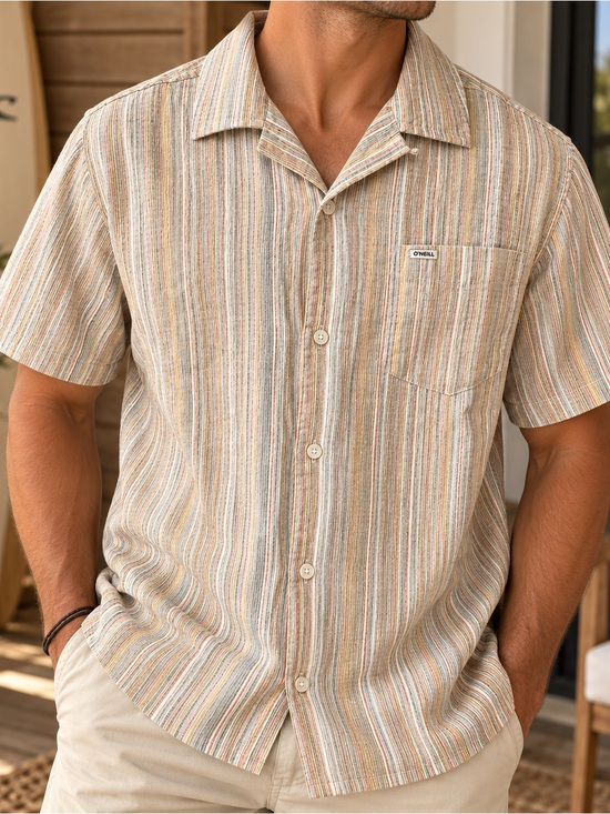 O'Neill Other - Medium | O’Neill | Golden Striped Button-Up Shirt Organic Cotton